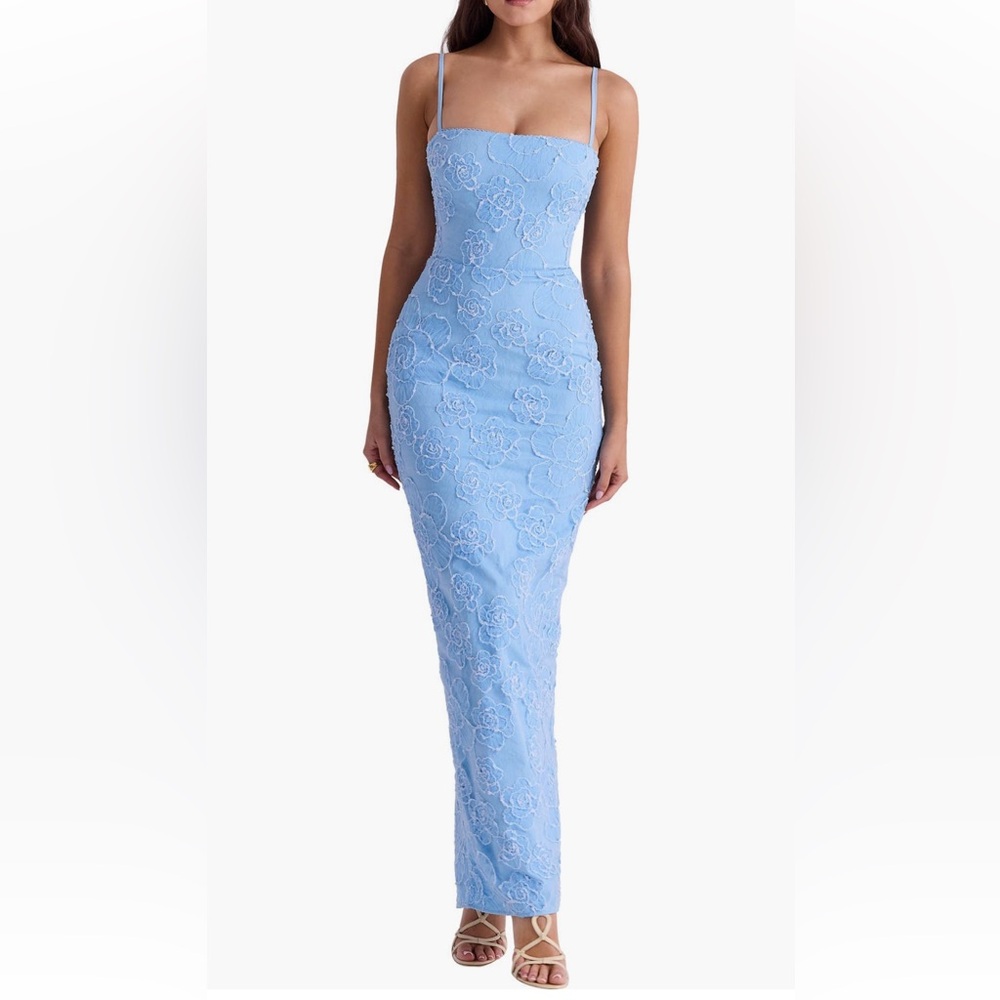 House of CB Light Blue Lace Maxi Dress